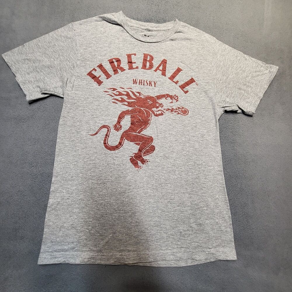 Fireball Shirt Womens S Gray Short Sleeve Graphic Whiskey